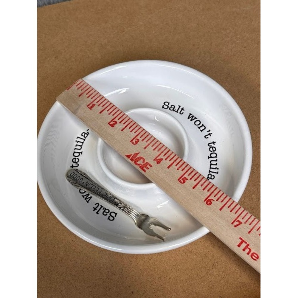 Mud Pie Salt Won't Tequila-ya Ceramic Serving Set with Lime Feelin Good Fork - Picture 4 of 7